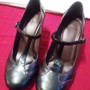 Womens T-Strap Round Toe Faux Leather Mary Jane Pin Up Retro Vintage Y2K Heel